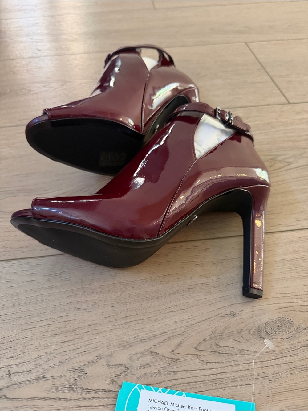 MICHAEL Michael Kors Burgundy Patent Peep-Toe Ankle Booties - Picture 4 of 4